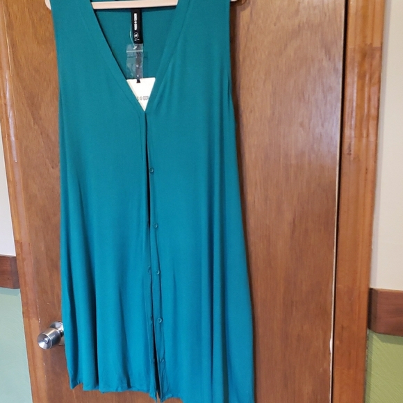 Agnes & Dora Teal V-Neck Sleeveless Long Top - Picture 5 of 6